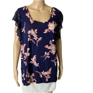 TORRID Women's Super Soft Knit wear what you love floral blue Top Plus Size 2